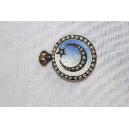 1150 - SILVER FOB WATCH - CONTINENTAL - 800 SILVER - GUILLOCHE ENAMEL