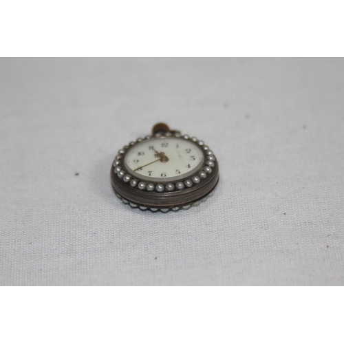 1150 - SILVER FOB WATCH - CONTINENTAL - 800 SILVER - GUILLOCHE ENAMEL