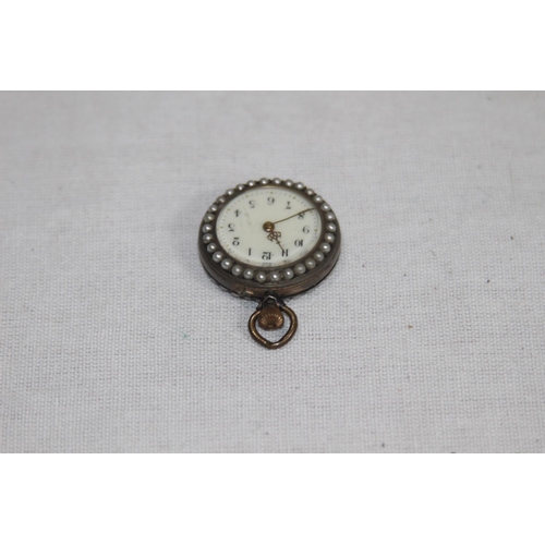 1150 - SILVER FOB WATCH - CONTINENTAL - 800 SILVER - GUILLOCHE ENAMEL