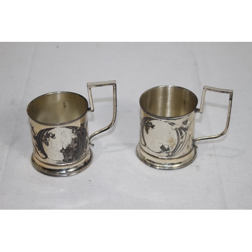 1151 - PAIR OF CONTINENTAL 875 SILVER DRINK HOLDERS - RUSSIA 1899 - 1910 - ODESSA - ILYA EGOROVICH SOROKIN ... 