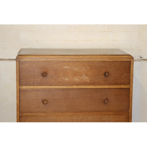 12 - ART AND CRAFT FIVE DRAWER CHEST OF DRAWERS 
84 X 46 X 114CM