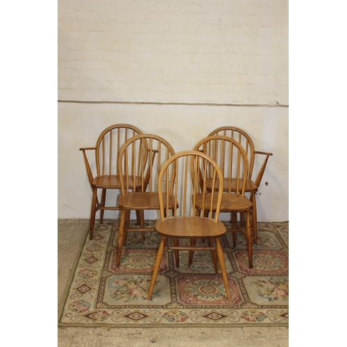 22 - QUANTITY OF 5  BLONDE ERCOL CHAIRS INCLUDING 2 CARVERS
61 X 42 X 40CM