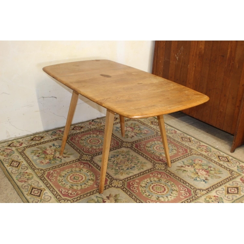 24 - BLONDE ERCOL DROP LEAF PLANK TOPPED TABLE 
137 X 74 X 71CM