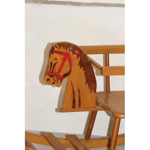 25 - PAINTED TOY TRUNK AND VINTAGE SMALL ROCKING HORSE 
48 X 102 X 45CM