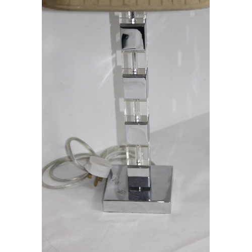 229 - PAIR OF MODERN MIRRORED LAMPS 
64CM