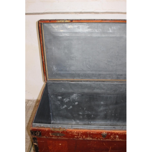 28 - VINTAGE ZINC LINED TRUNK 
100 X 56 X 52CM