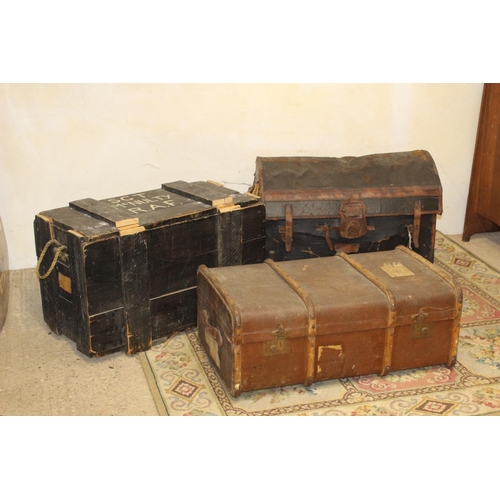 29 - 2 X COACHING TRUNKS AND WOODEN TRUNK 
60 X 57 X 68CM