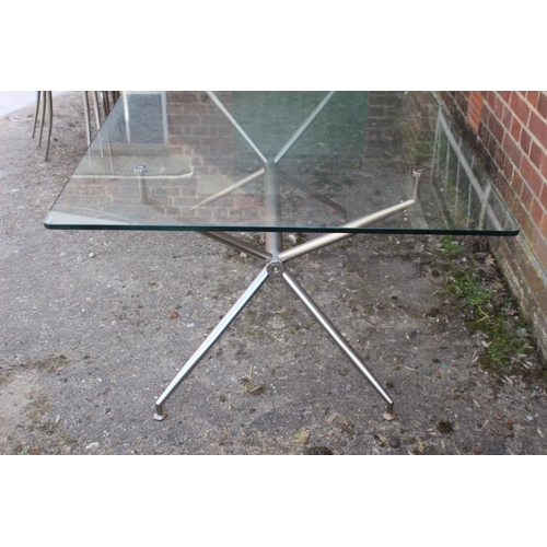 39 - THE CHAIR COMPANY GLASS TABLE AND 6 CHAIRS 
90 X 180 X 73CM