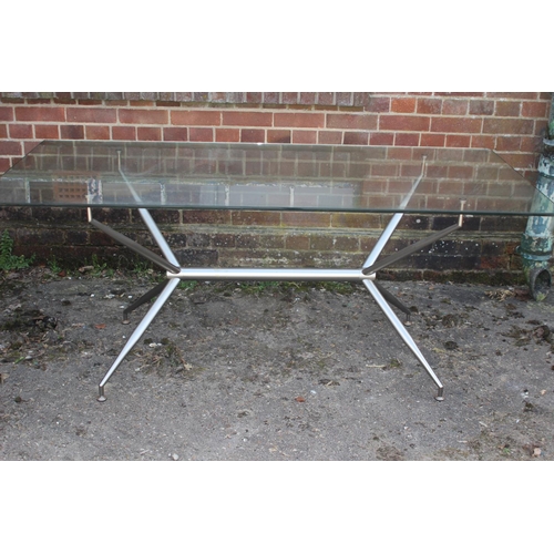 39 - THE CHAIR COMPANY GLASS TABLE AND 6 CHAIRS 
90 X 180 X 73CM