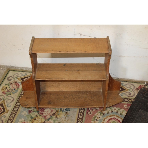 41 - ANTIQUE WRITING SLOPE, MAGAZINE RACK AND SHELF 
69 X 47 X 16CM