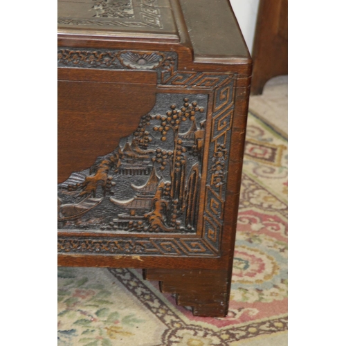 43 - CAMPHOR WOOD CARVED CHEST WITH LOCK
53 X 50 X 103CM