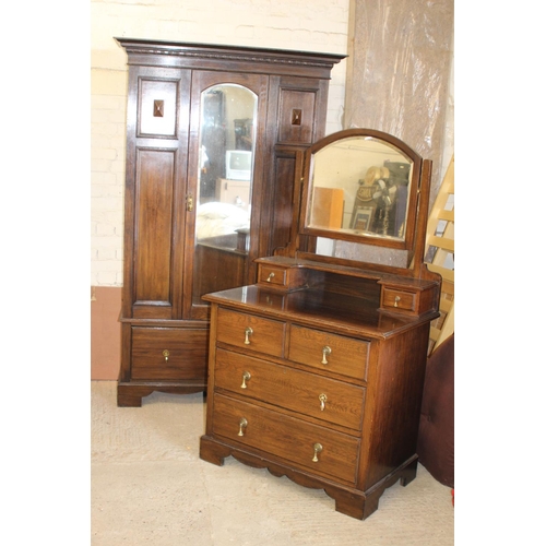 44 - EDWARDIAN CHEST OF DRAWERS AND WARDROBE