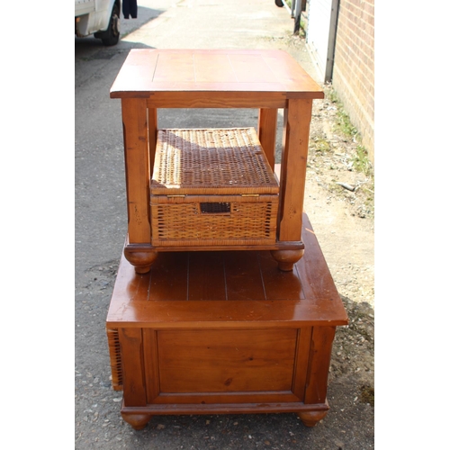 62 - COFFEE AND SIDE TABLE WITH BASKETS 
127 X 70 X 46CM