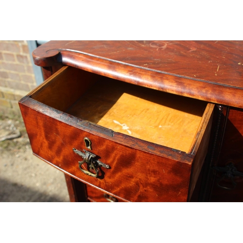 63 - EDWARDIAN FLAME MAHOGANY CHEST OF DRAWERS 
46 X 78 X 117CM