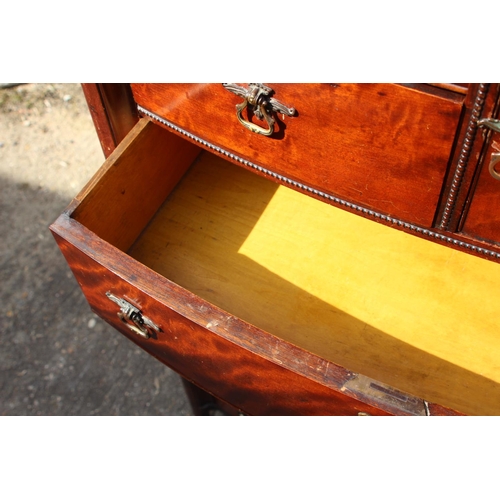 63 - EDWARDIAN FLAME MAHOGANY CHEST OF DRAWERS 
46 X 78 X 117CM