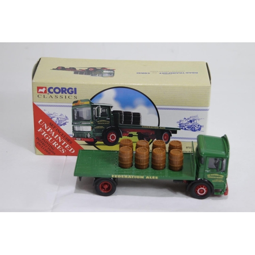 694 - CORGI 97370 AEC 4 WHEEL FLATBED WITH BARRELS DIECAST MODEL WITH BOX