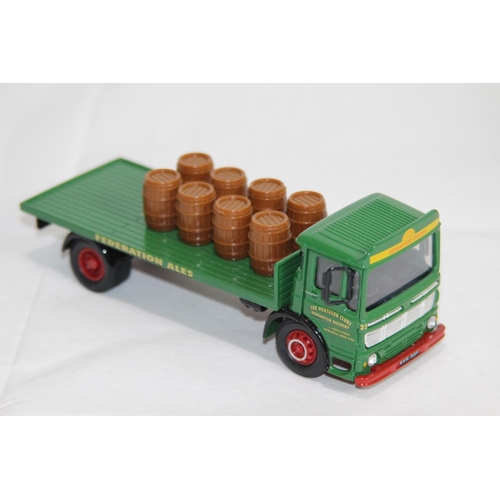 694 - CORGI 97370 AEC 4 WHEEL FLATBED WITH BARRELS DIECAST MODEL WITH BOX