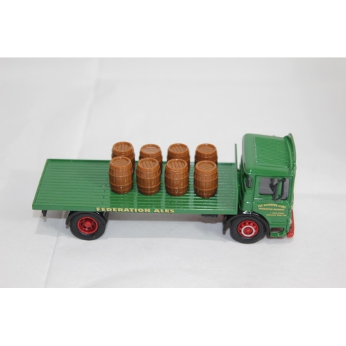 694 - CORGI 97370 AEC 4 WHEEL FLATBED WITH BARRELS DIECAST MODEL WITH BOX