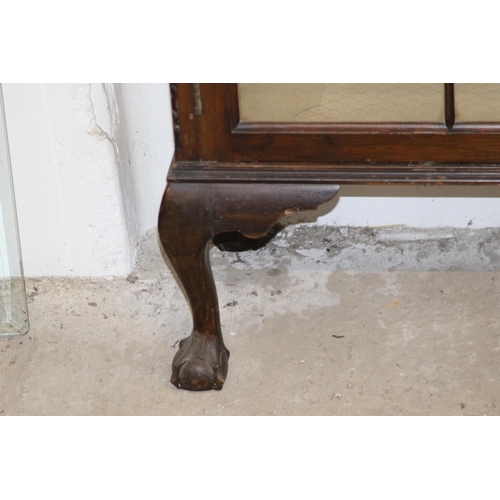 9 - EDWARDIAN DISPLAY CABINET WITH BALL AND CLAW FEET - GLASS IS BROKEN ONE SIDE AND MISSING THE OTHER 
... 