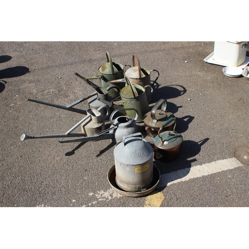 104 - QUANTITY OF 6 GALVANISED WATERING CANS ETC