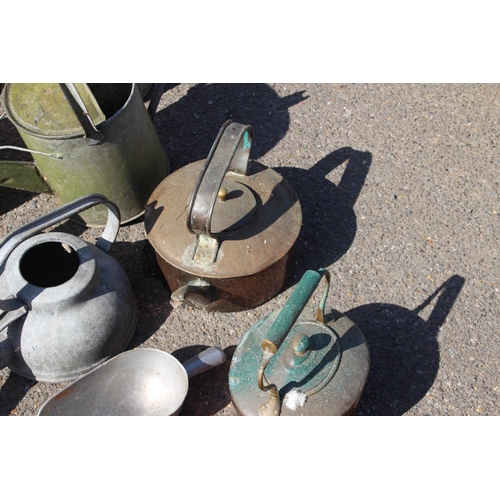 104 - QUANTITY OF 6 GALVANISED WATERING CANS ETC