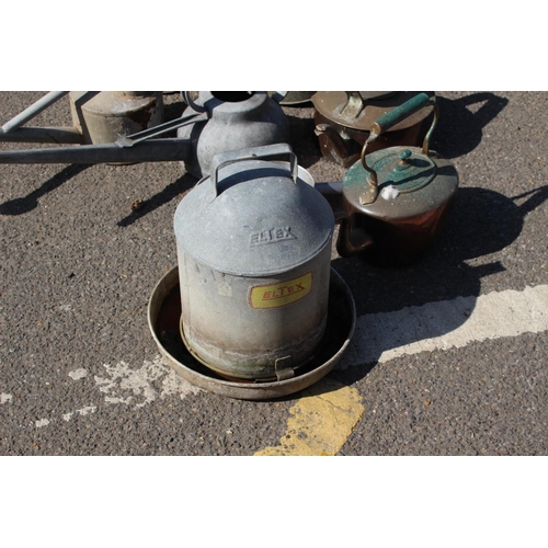 104 - QUANTITY OF 6 GALVANISED WATERING CANS ETC