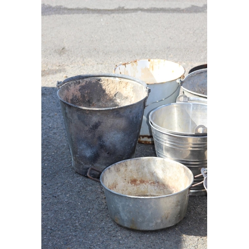 105 - LARGE QUANTITY OF GALVANISED BUCKETS ETC