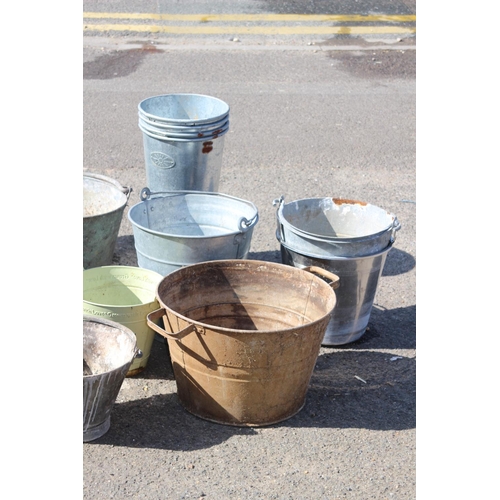 105 - LARGE QUANTITY OF GALVANISED BUCKETS ETC