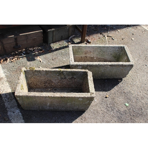 108 - 2 X STONE TROUGHS 
61 X 34 X 22CM