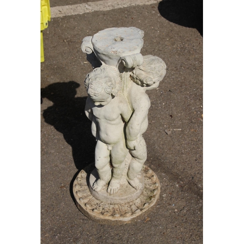 112 - 3 CHERUBS BIRD BATH - TOP MISSING 
55CM