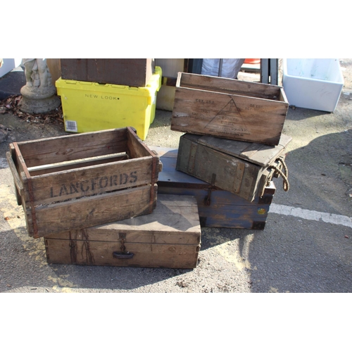 92 - 5 X VINTAGE WOODEN BOXES