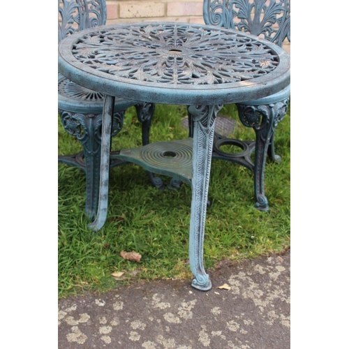 130 - PLASTIC GARDEN TABLE AND TWO CHAIRS 
68 X 67CM