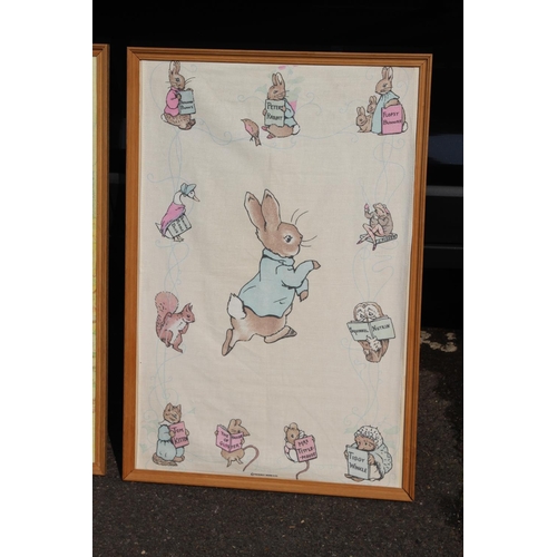 183 - 2 X BEATRIX POTTER FRAMED HANGINGS - ONE MISSING THE GLASS 
79 X 54CM