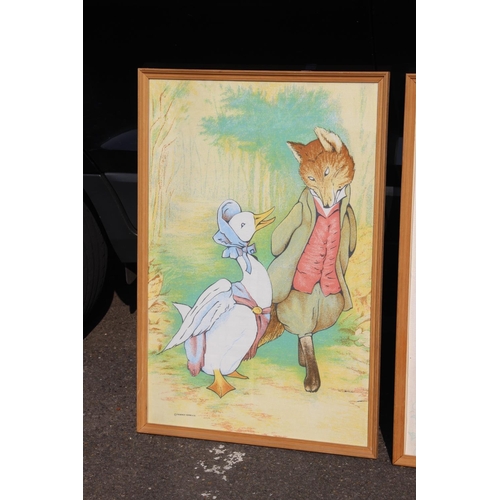 183 - 2 X BEATRIX POTTER FRAMED HANGINGS - ONE MISSING THE GLASS 
79 X 54CM