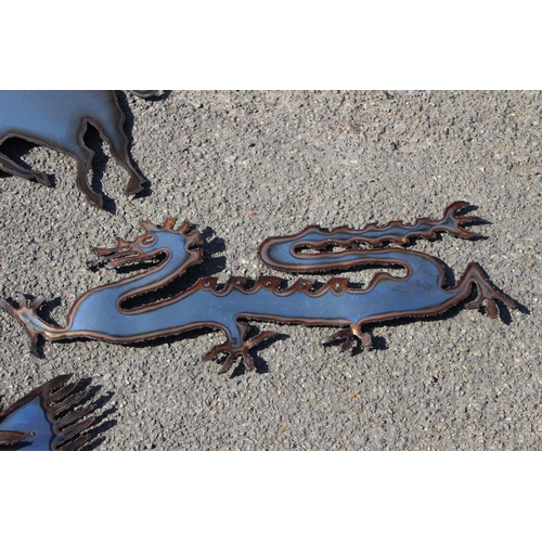 441 - QUANTITY OF DECORATIVE METAL ANIMALS 
63CM