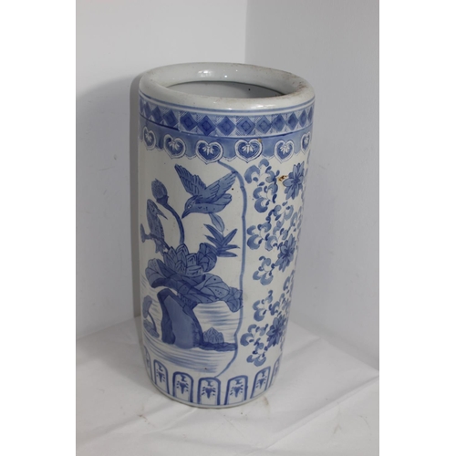 278 - BLUE AND WHITE UMBRELLA STAND 
46CM