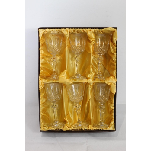 293 - SET OF CRYSTAL WINE GLASSES BOXED