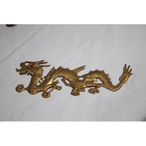 320 - 2 X BRASS HANGING DRAGONS AND COFFEE POT
60CM