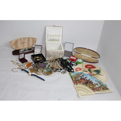 332 - BOX OF COSTUME JEWELLERY ETC