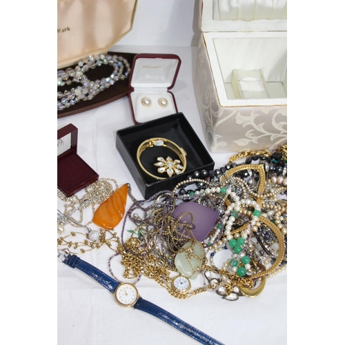 332 - BOX OF COSTUME JEWELLERY ETC