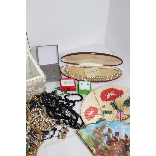 332 - BOX OF COSTUME JEWELLERY ETC