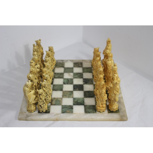 334 - VINTAGE CHESS SET - SOME PIECES ARE A/F