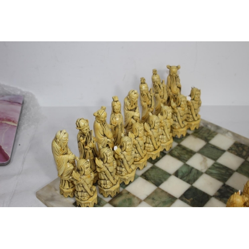 334 - VINTAGE CHESS SET - SOME PIECES ARE A/F