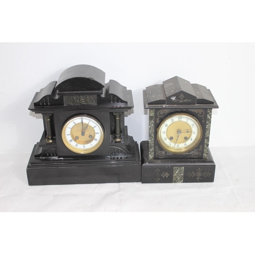 347 - PAIR OF SLATE CLOCKS 
31CM