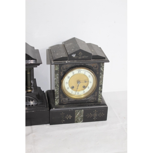 347 - PAIR OF SLATE CLOCKS 
31CM