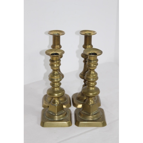 349 - 2 X PAIRS OF ANTIQUE CANDLESTICKS