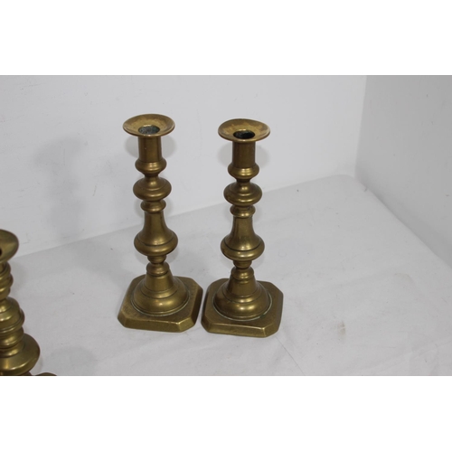 349 - 2 X PAIRS OF ANTIQUE CANDLESTICKS