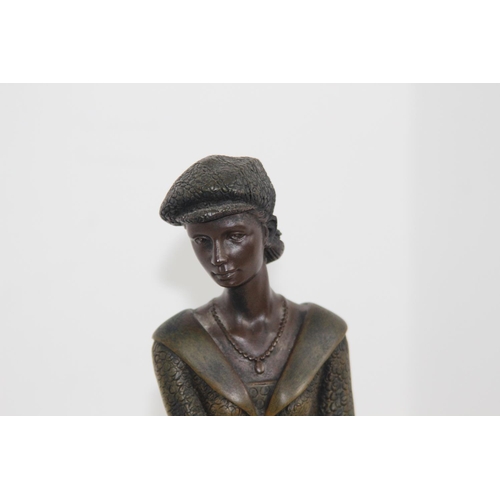 350 - BRONZED FIGURE OF A FEMALE GOLFER
36CM