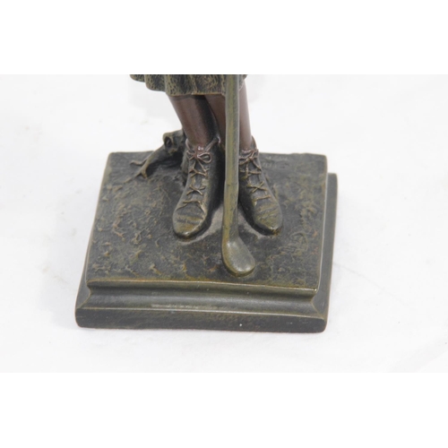 350 - BRONZED FIGURE OF A FEMALE GOLFER
36CM