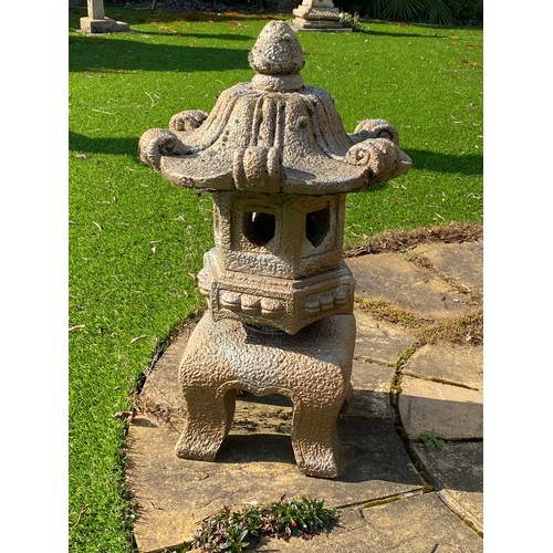 82 - ORIENTAL STONE GARDEN ORNAMENT AND STAND 
66CM